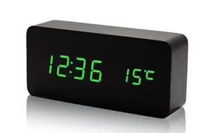 Настільний годинник від мережі та від батарей у вигляді бруска VST-862-4