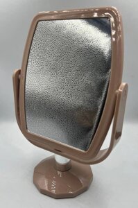 Дзеркало двостороннє косметичне настільне Beauty LUXURY M-024 квадратне коричневе зі збільшенням 3Х для жінок і