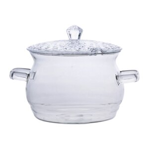 Каструля скляна з кришкою 2 літри з боросилікатного скла посуд супниця скляна з кришкою HP-34-6