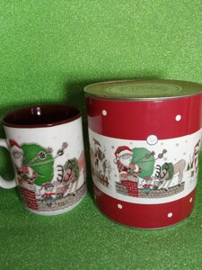 Порцеляна, кольорова чашка для чаю і кави. Різдво. У подарунковій коробці. Ємність - 350 мл.