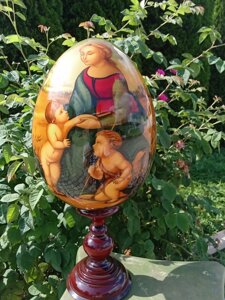 Сувенірна копія Мадонна з немовлям маслом на Великодньому яйці 38сm