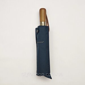 Синя велика парасолька Parachase з дерев'яною ручкою та клапаном від вітру
