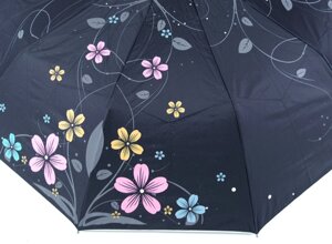Жіноча чорна парасолька з квітами