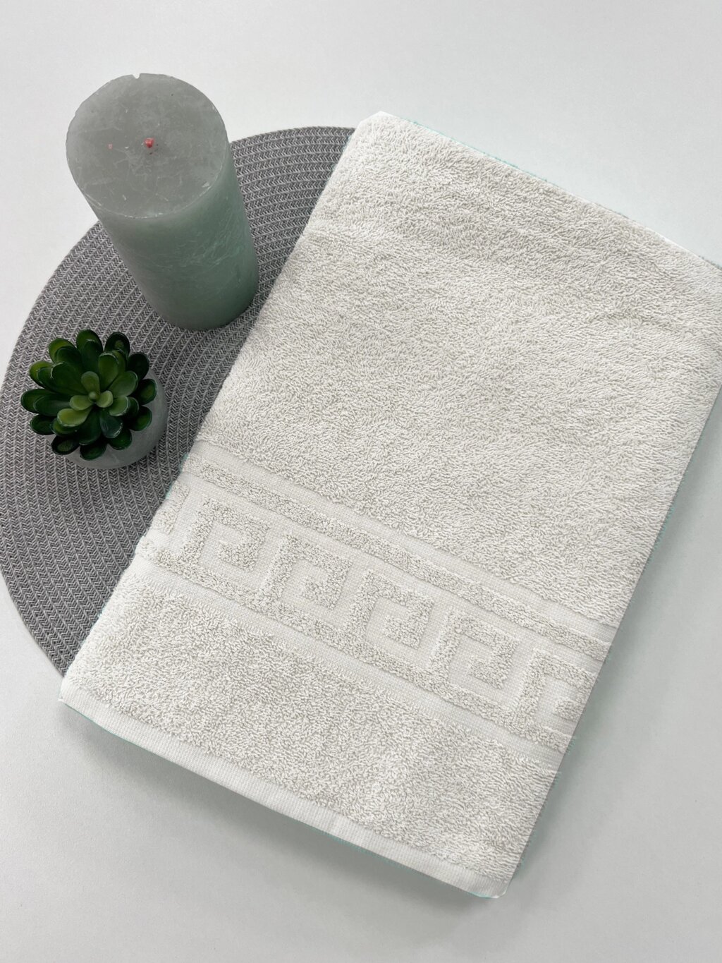 Махровий рушник 50х90 см 100% бавовна GREEK 400 г/м2 білий від компанії IDEAL TEXTILE: махрові рушники, халати, постільна білизна - фото 1