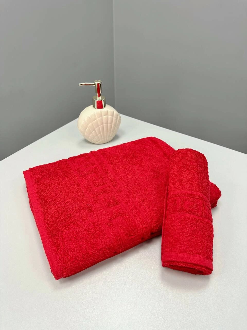 Махровий рушник 50х90 см 100% бавовна GREEK 400 г/м2 червоний від компанії IDEAL TEXTILE: махрові рушники, халати, постільна білизна - фото 1