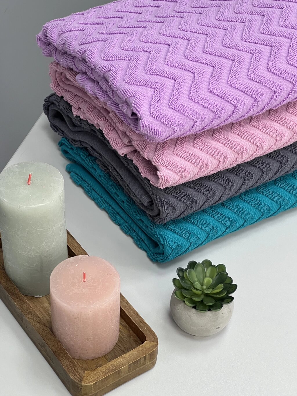 Махровий рушник Зігзаг 70х140 см 100% бавовна 500 г/м2 від компанії IDEAL TEXTILE: махрові рушники, халати, постільна білизна - фото 1