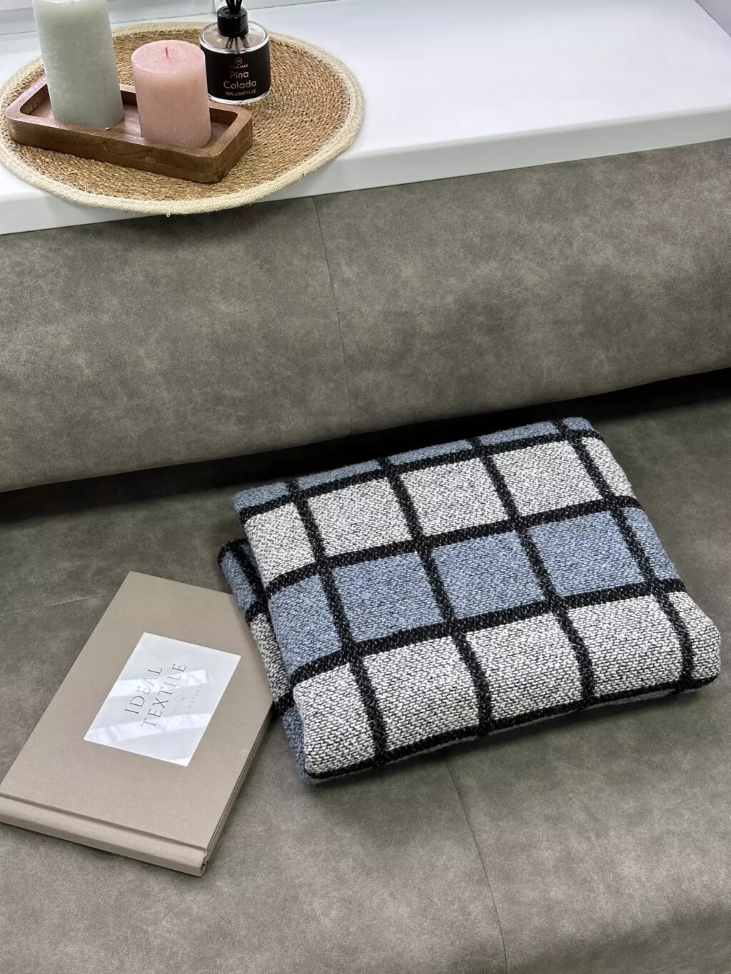 Вовняний плед розміром 140*205 см сіро-блакитний від компанії IDEAL TEXTILE: махрові рушники, халати, постільна білизна - фото 1