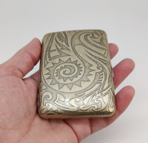 Портсигар "Орнамент" металевий, колір-бронза (на 16 цигарок) арт. 04099
