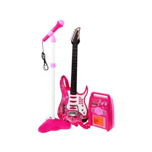 Гітара з аксесуарами для дітей 6+ Рожевий музичний набір Підсилювач + Мікрофон
