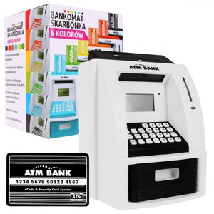 Скарбничка-банкомат для дітей 3+ чорна Інтерактивні функції + карта банкомата