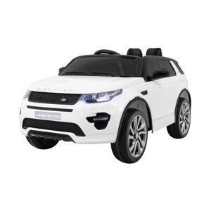 Land Rover Discovery для дітей Білий + Пульт дистанційного керування + 5-точкові ремені безпеки +
