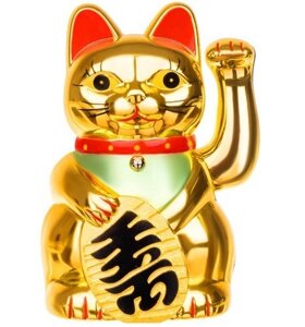 Статуетка талісман Манекі Неко китайська кішка Jasted Золотиста