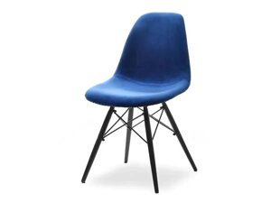Велуровий стілець зі спинкою для столової mpc wood tap темно-синій