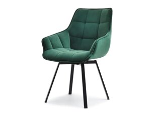 Зелений обертовий стілець в оббивці велюру aruba — чорні ніжки