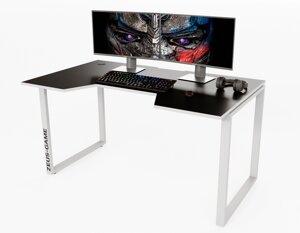 Геймерський ігровий стіл ZEUS Unicron чорний+білий D13-2025