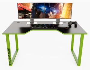 Геймерський ігровий стіл ZEUS Unicron чорний+лайм D13-2025