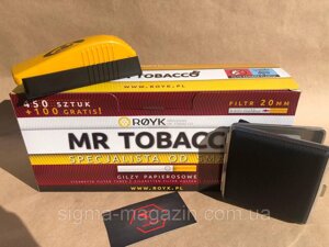 Набір: Гільзи Mr Tobacco 550 шт+ Металевий портсигар+ Ароматизатор+Механічна турецька машинка люкс класу Dedo Lux