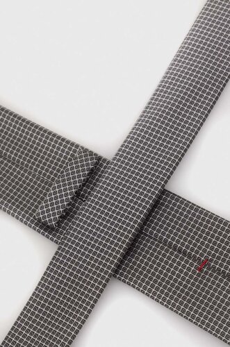 Краватка з домішкою шовку HUGO колір сірий
