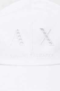 Бавовняна бейсболка Armani Exchange колір білий однотонна