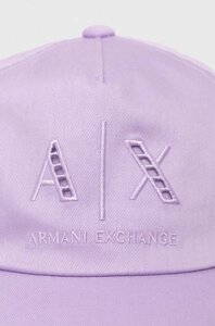 Бавовняна бейсболка Armani Exchange колір фіолетовий однотонна