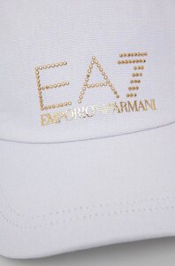Бавовняна кепка EA7 Emporio Armani колір білий з аплікацією
