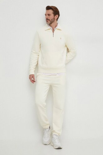 Бавовняна кофта Polo Ralph Lauren чоловіча колір бежевий однотонна