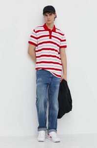 Бавовняне поло Tommy Jeans колір червоний візерунок DM0DM18921