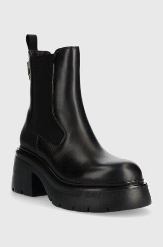 Шкіряні черевики Liu Jo CARRIE 19 жіночі колір чорний каблук блок SF3057PX24122222