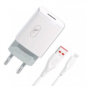 Мережевий зарядний пристрій SkyDolphin SC06V (1USBx2.4A) White (MZP-000180) + кабель microUSB (MZP-000180)