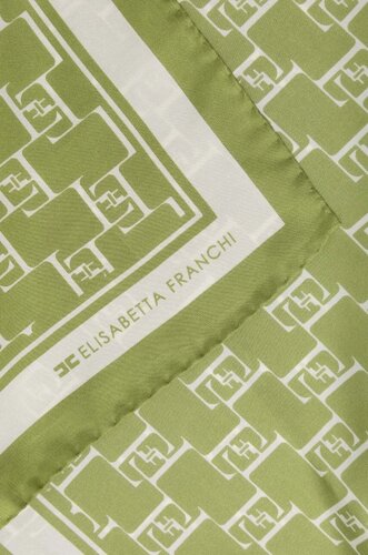 Шовкова хустка Elisabetta Franchi колір зелений візерунок
