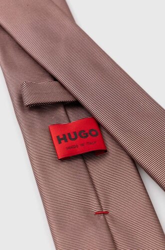 Шовковий галстук HUGO колір бежевий