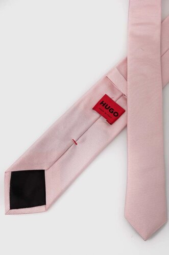 Шовковий галстук HUGO колір рожевий