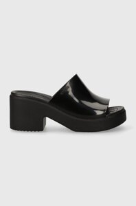 Шльопанці Crocs Brooklyn High Shine Heel Slide жіночі колір чорний на платформі 209709