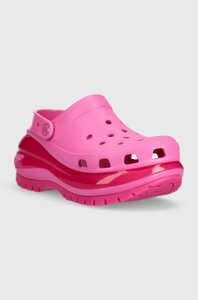 Шльопанці Crocs Classic Mega Crush Clog жіночі колір рожевий на платформі 207988.6UB-6UB