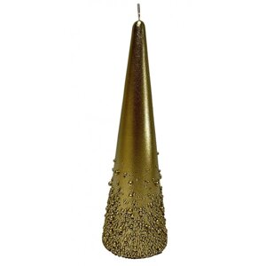 Свічка декоративна Novogod'ko Ялинка конусна 20х5 см золото парафін (974674)