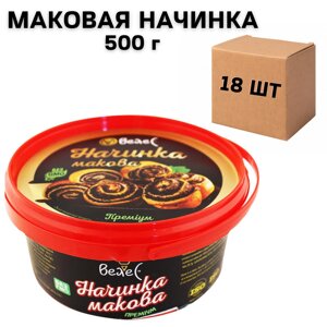 Ящик Макової начинки ВЕЛЕС червона кругла банка 500 г (у ящику 12 шт)