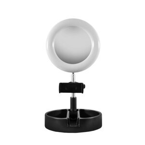 Кільцева лампа Seleven G3 Black складана з тримачем для телефона та дзеркалом б'юті блогерам