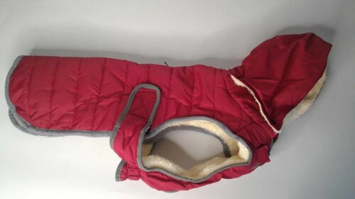 Тепла хутряна курточка з капюшоном для собак, обхват грудей 54 см
