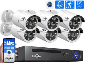 5Мп POE Комплект відеонагляду на 6 IP камер Hiseeu