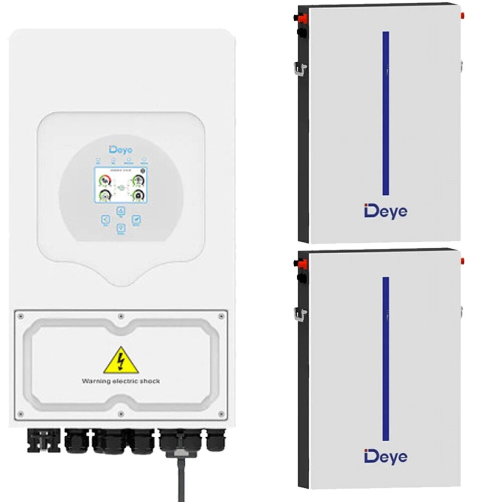 Система комплект резервного живлення інвертор Deye SUN-6K-SG03LP1-EU 6 квт + RW-M6.1 6,14кВт * 2шт. від компанії ЕНЕРГЕТИЧНА КОМПАНІЯ "ІНСОЛ" - фото 1