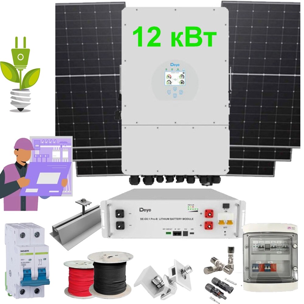 Сонячна електростанція (СЕС) на 12 кВт SUN-12K-SG02LP1-EU-AM3 + SE-G5.1 Pro-B + LR7-72HTH-610 від компанії ЕНЕРГЕТИЧНА КОМПАНІЯ "ІНСОЛ" - фото 1