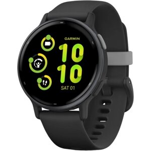 Garmin vivoactive 5 Slate Aluminum Bezel with Black Case and Silicone Band (010-02862-10/50/5A)