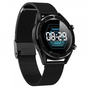 Розумний годинник Brikivits DT28 з Bluetooth для iOS/Android (чорний сталевий ремінець)