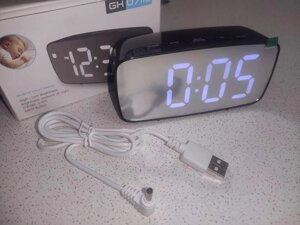 Годинник будильник із дзеркальним LED-дисплеєм електронні настільні