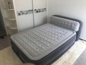 Надувне двоспальне ліжко Intex 203 х 152 х (46) см з підголівником