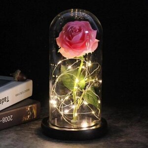 Троянда в колбі UKC з LED-підсвіткою Рожева