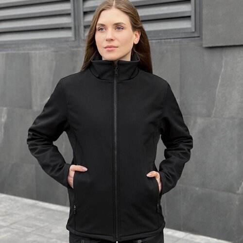 Жіноча Демісезонна Куртка "Pobedov Shadow" Soft Shell на мікрофлісі чорна розмір S