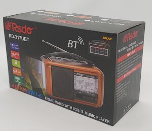 Радіо на сонячній батареї USB FM AM TF bluetooth RD 318UBT