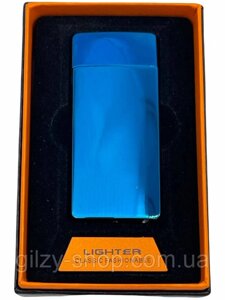 Запальничка USB 2 електроімпульси з рівнем заряджання 779 Синя
