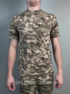 Тактическая футболка хлопок мультикам ЗСУ мужская армейская футболка камуфляжная Военная футболка 58, Мультикам